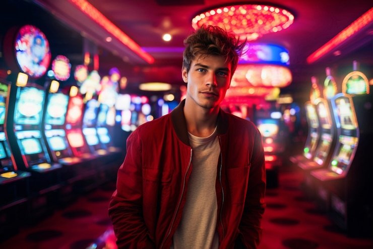 Antarmuka aplikasi demoselot untuk Android dan iOS dengan menu slot, live casino, dan sportsbook